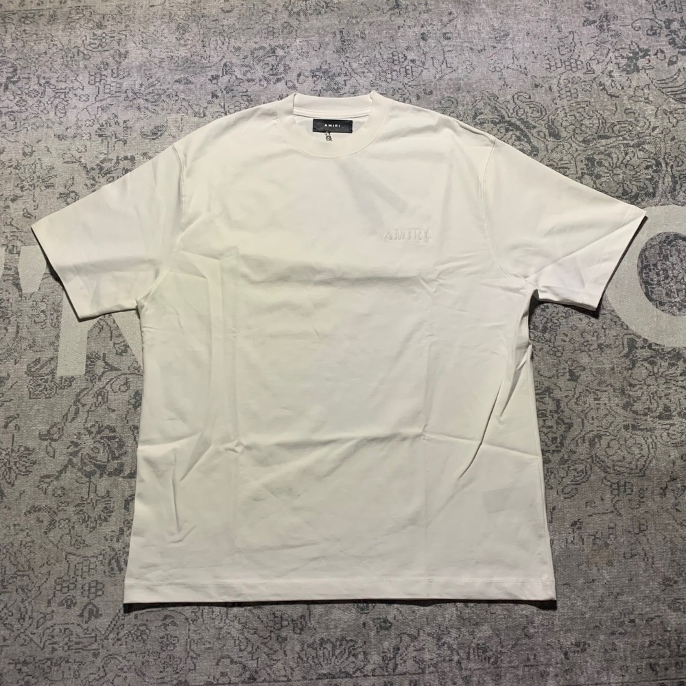 Amiri Logo T-Shirt Mens XL White Excellent Embroidered Short Sleeve Italy